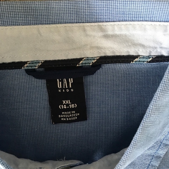GAP Kids Mini-Check Oxford Button Down Shirt XXL - Picture 3 of 9